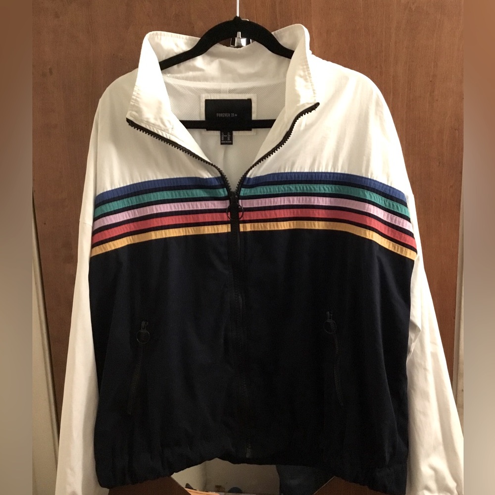 Forever 21 rainbow striped windbreaker size 3X